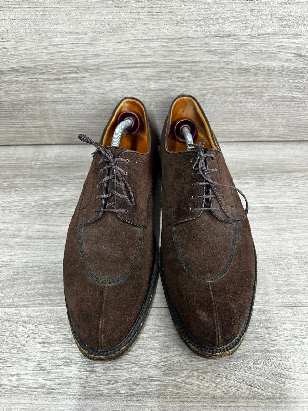 JM Weston 598 Demi-Chasse Split Toe Derby Brown Suede Shoes Men 10.5 UK/ 11.5 US